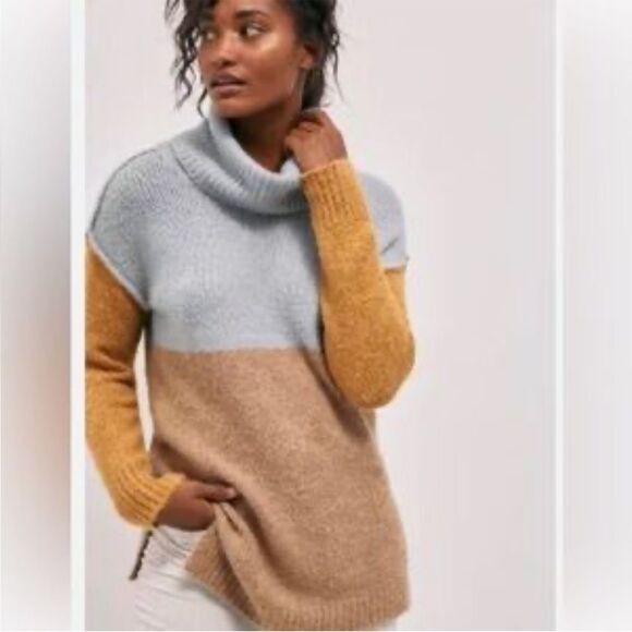 Anthropologie Sunday in Brooklyn Ashley Colorblocked Sweater Neutral Motif S NWT - Picture 2 of 13